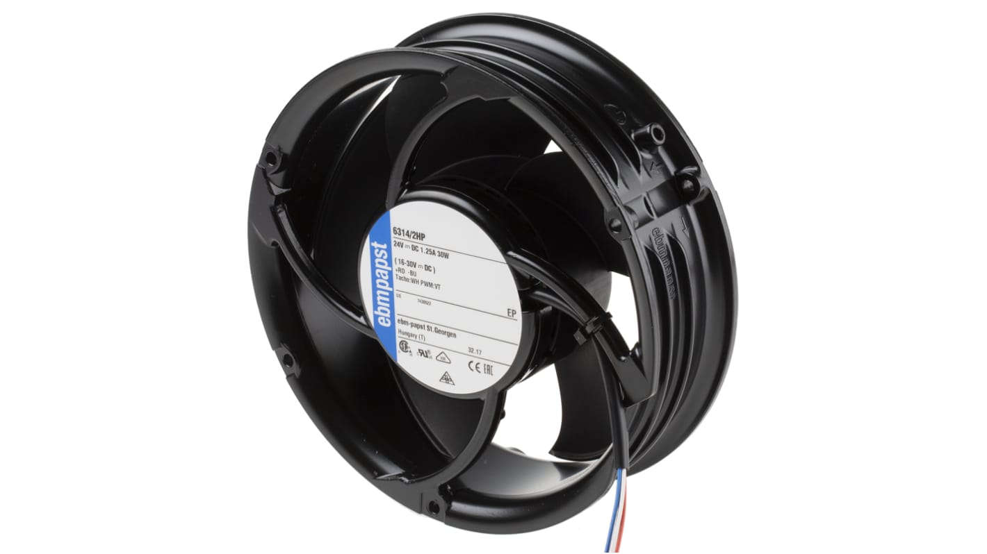 ebm-papst 6300 - S-Force Series Axial Fan, 24 V dc, DC Operation, 545m³/h, 31W, 172 x 51mm