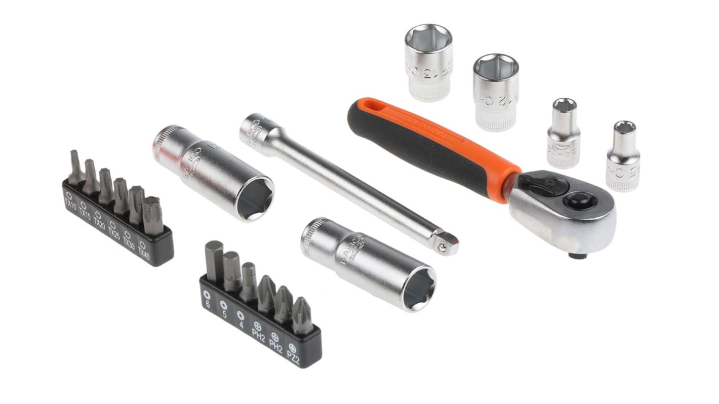 Bahco 1/4 Zoll Vierkant 4 → 13mm 6-Punkt; Innensechskant-Bit; Phillips-Bit; Pozidriv-Bit; Torx-Bit Tiefer