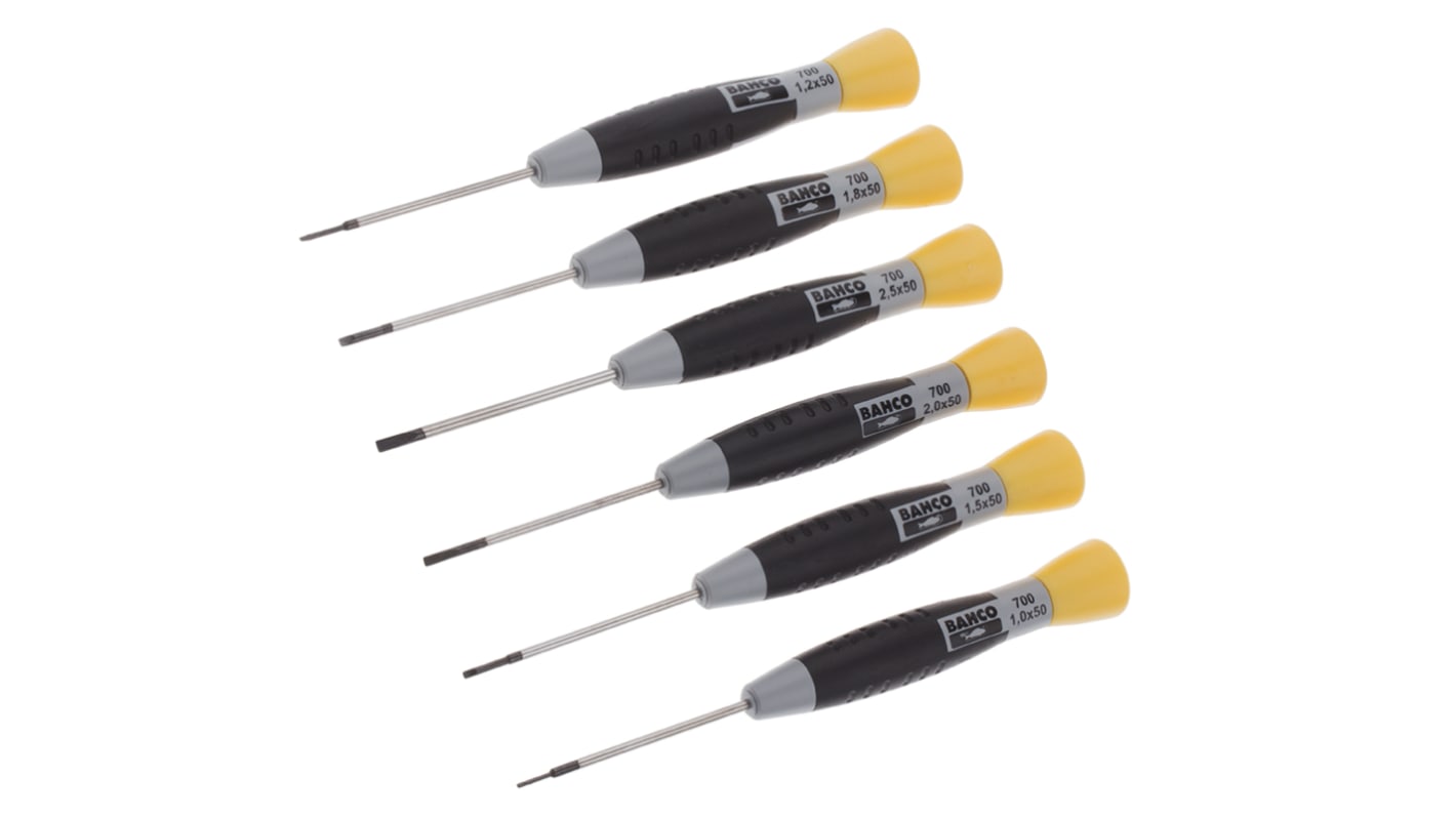 7063 Bahco Slotted Precision Screwdriver Set, 6Piece RS
