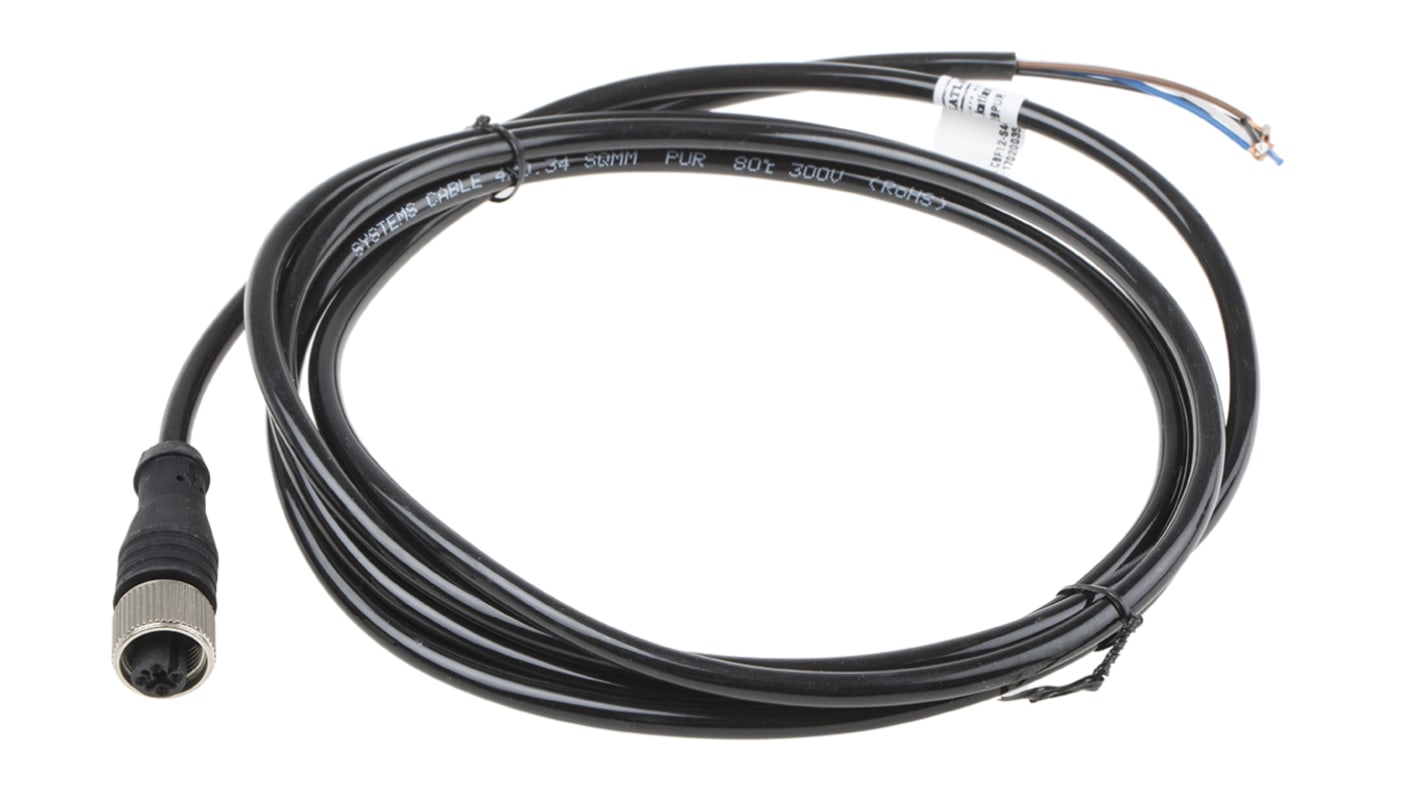 RS PRO Straight Female 4 way M12 to Unterminated Sensor Actuator Cable, 2m