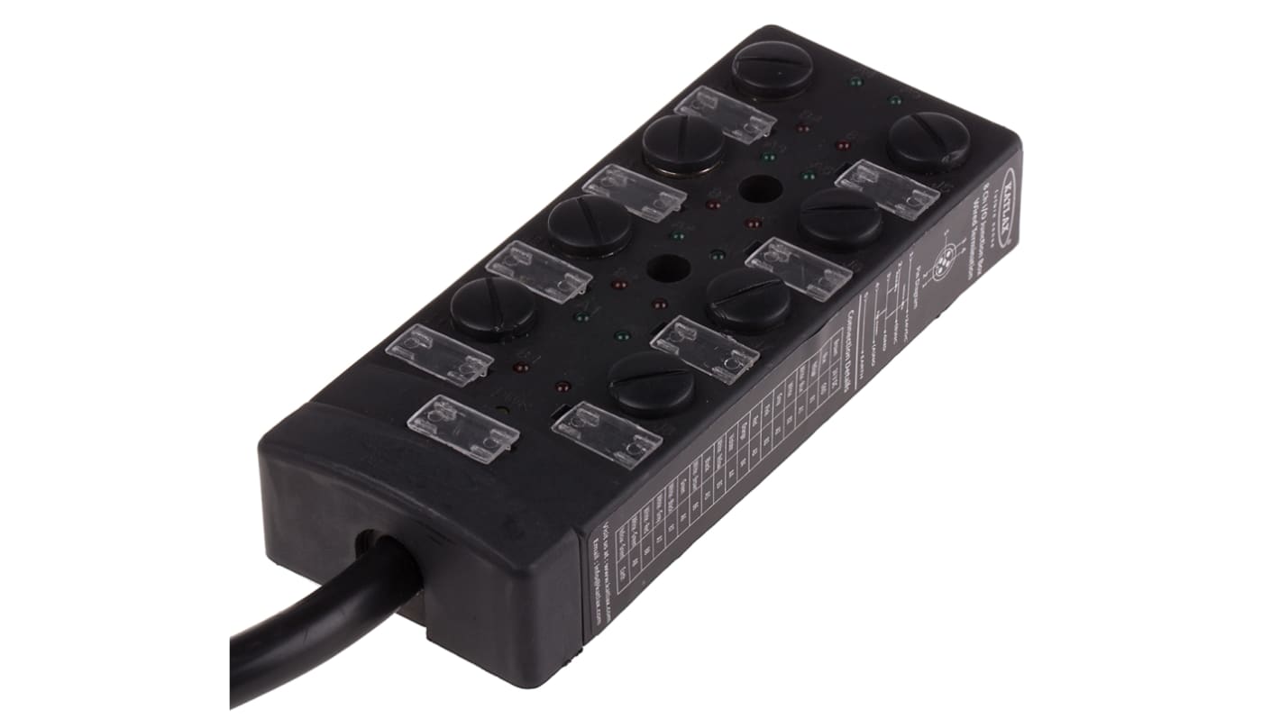 RS PRO Sensor Box, M12, 5m cable, 5 way, 8 port