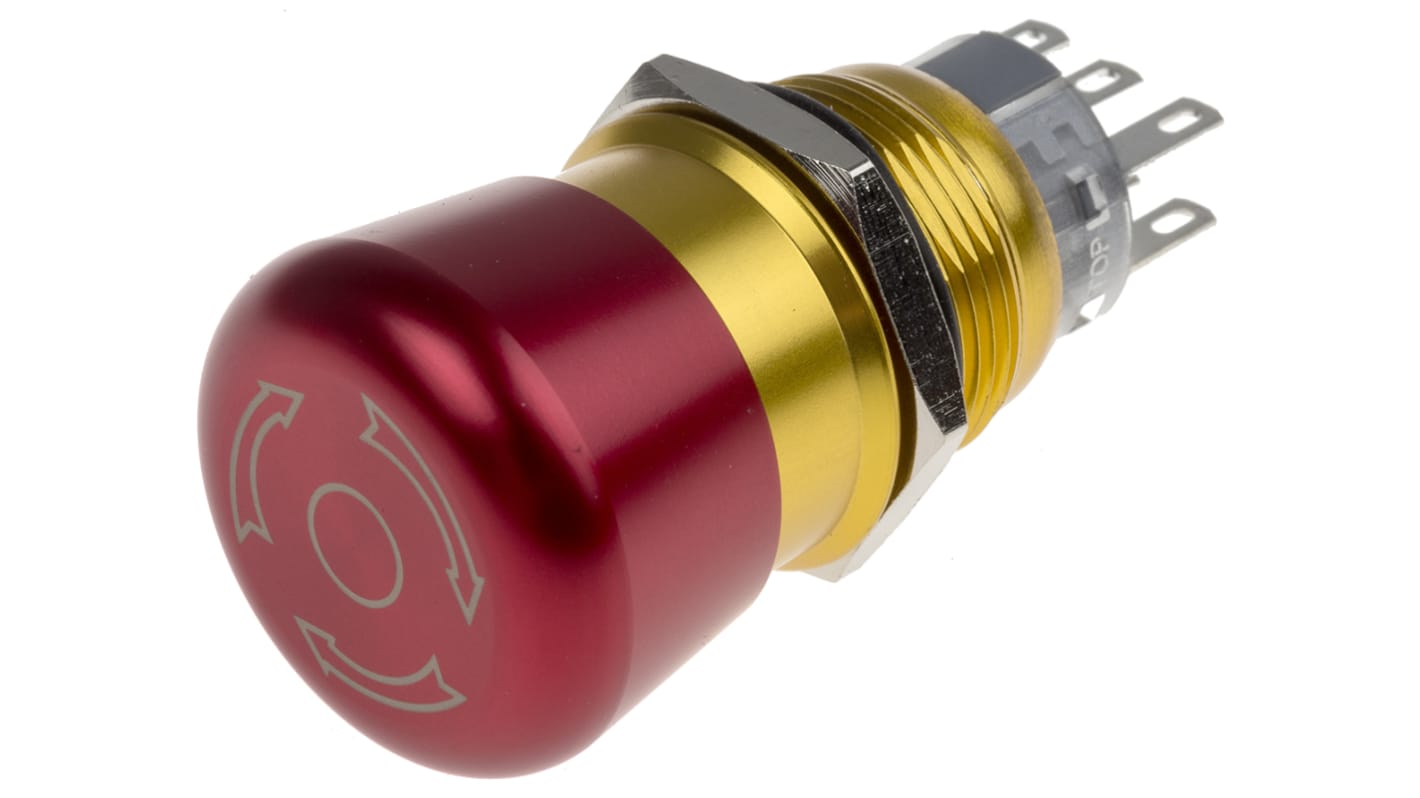 RS PRO Emergency Stop Push Button, Panel Mount, DPDT, IP65 RS