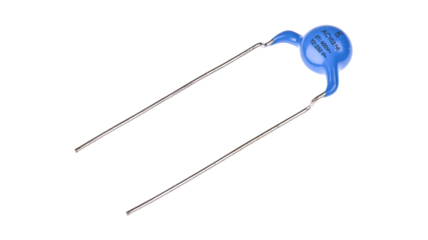 KEMET Single Layer Ceramic Capacitor (SLCC) 1nF 250V ac ±20% Y5U Dielectric, C900, Through Hole +125°C Max Op. Temp.