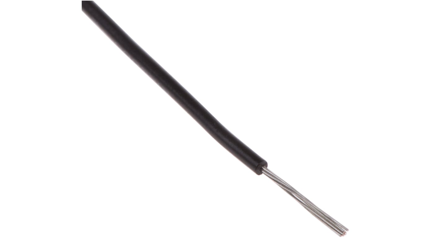 RS PRO Einzeladerleitung 0,08 mm², 28 AWG 100m Schwarz XLPVC isoliert Ø 0.9mm 7/0,12 mm Litzen UL1429