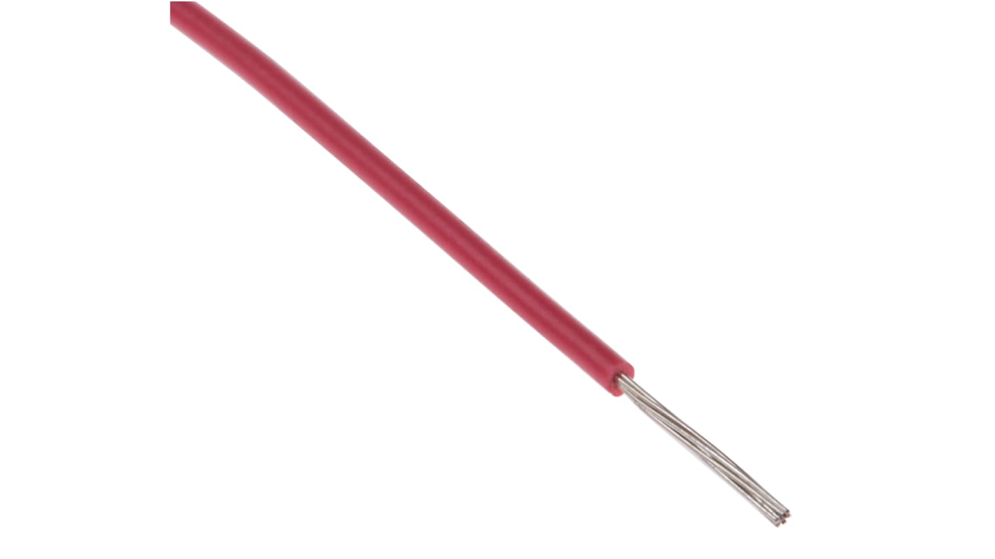 RS PRO Einzeladerleitung 0,13 mm², 26 AWG 100m Rot XLPVC isoliert Ø 1mm 7/0,16 mm Litzen UL1429