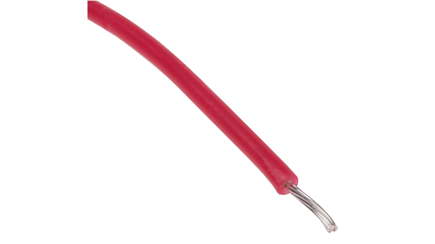 RS PRO Red 0.08 mm² Hook Up Wire, 28 AWG, 7/0.12 mm, 100m, PTFE Insulation