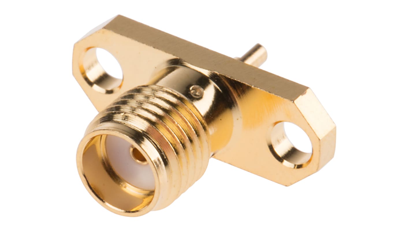 Conector coaxial RS PRO, Hembra, Recto, Impedancia 50Ω, Montaje de Reborde, Terminación de Soldador, 18GHz, Coaxial, Oro