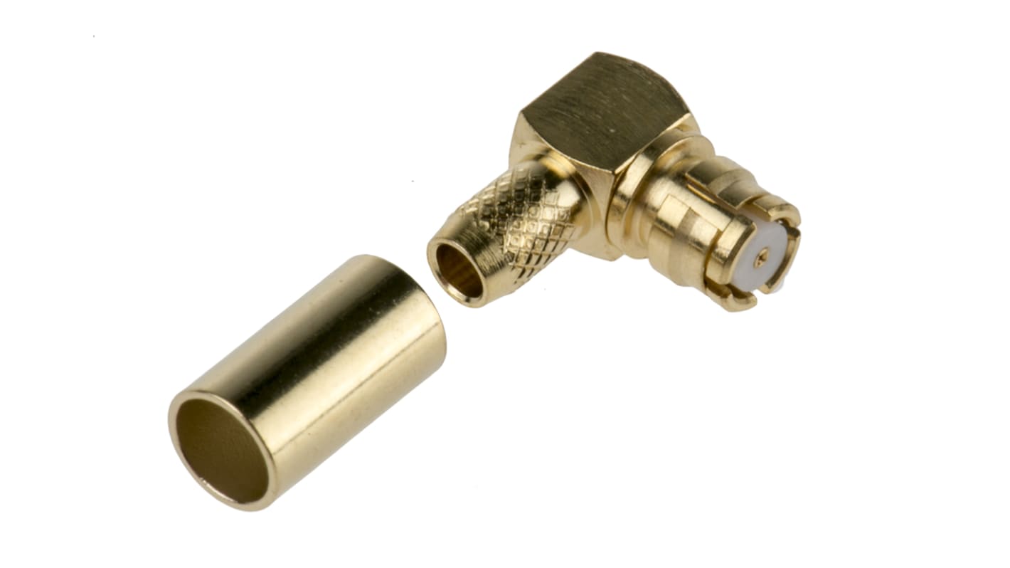 RS PRO, jack Cable Mount SMP Connector, 50Ω, Crimp (Outer), Solder (Inner) Termination, Right Angle Body