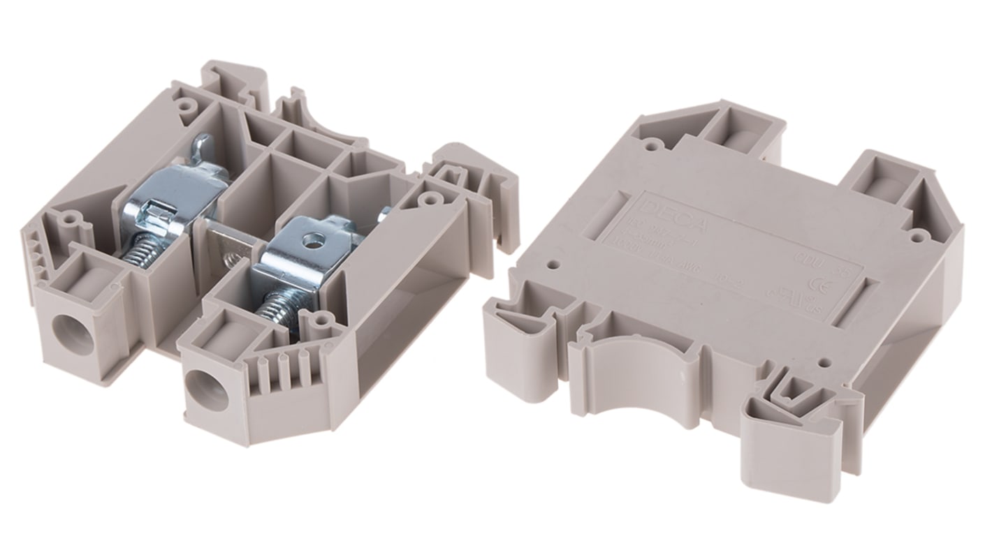 RS PRO DIN Rail Terminal Block, 3.5mm², Single-Level, Screw Termination ...