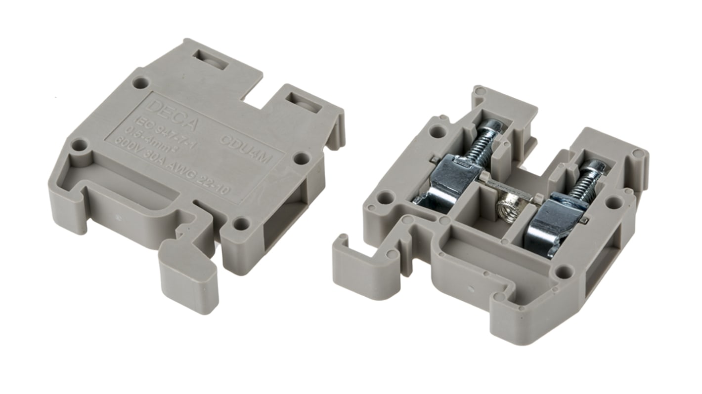 RS PRO DIN Rail Terminal Block, 4mm², Single-Level, Screw Termination