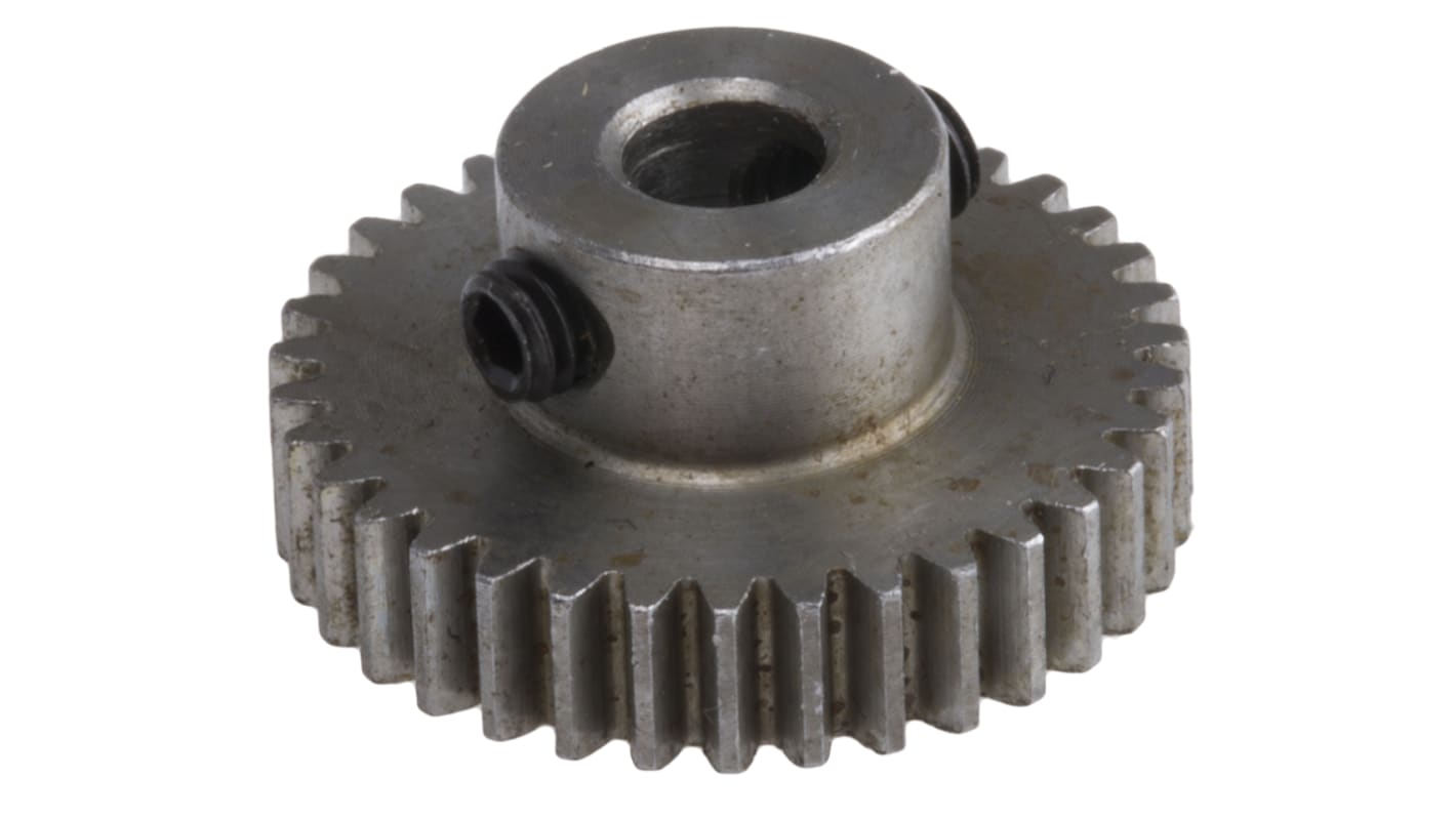 RS PRO Steel 35 Teeth Spur Gear, 0.5 Module, 4mm Bore Diam, 17.5mm Pitch Diam, 9mm Hub Diam