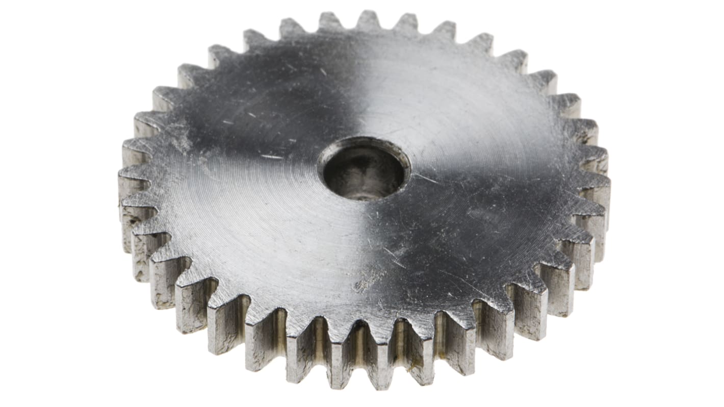 RS PRO Steel 30 Teeth Spur Gear, 1 Module, 6mm Bore Diam, 30mm Pitch Diam, 14mm Hub Diam