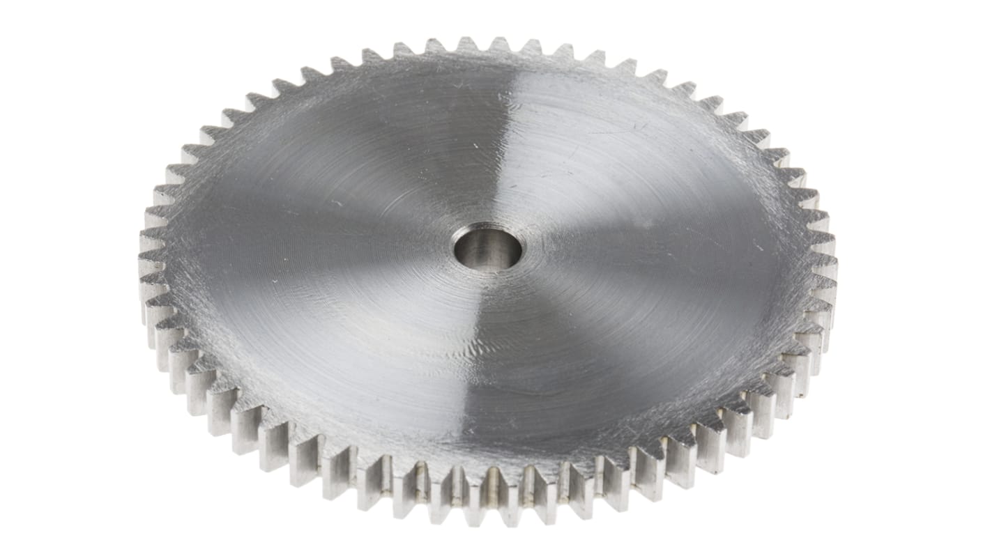 RS PRO Steel 60 Teeth Spur Gear, 1 Module, 6mm Bore Diam, 60mm Pitch Diam, 14mm Hub Diam