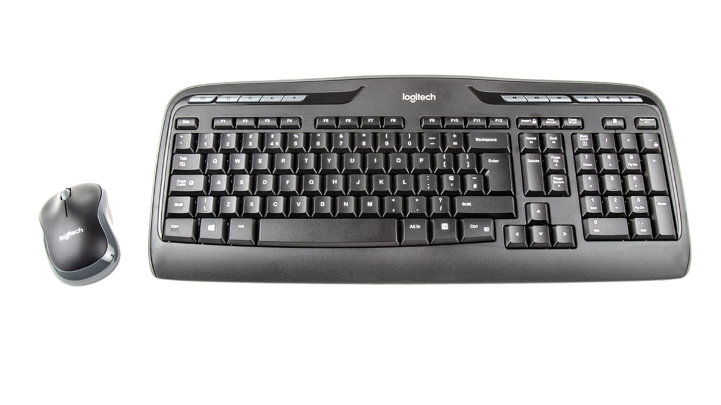 Logitech MK330 Wireless Keyboard and Mouse Set, QWERTY, Black (Keyboard), Black/Grey (Mouse)