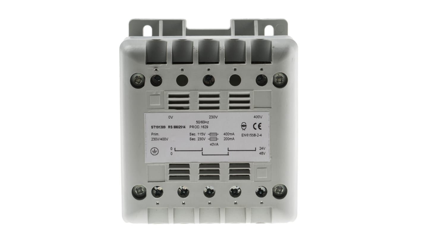 RS PRO 40VA DIN Rail Transformer, 400V ac Primary, 115V ac Secondary