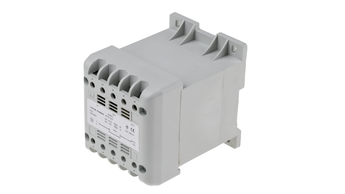 RS PRO 100VA DIN Rail Transformer, 400V ac Primary, 57.5V ac Secondary