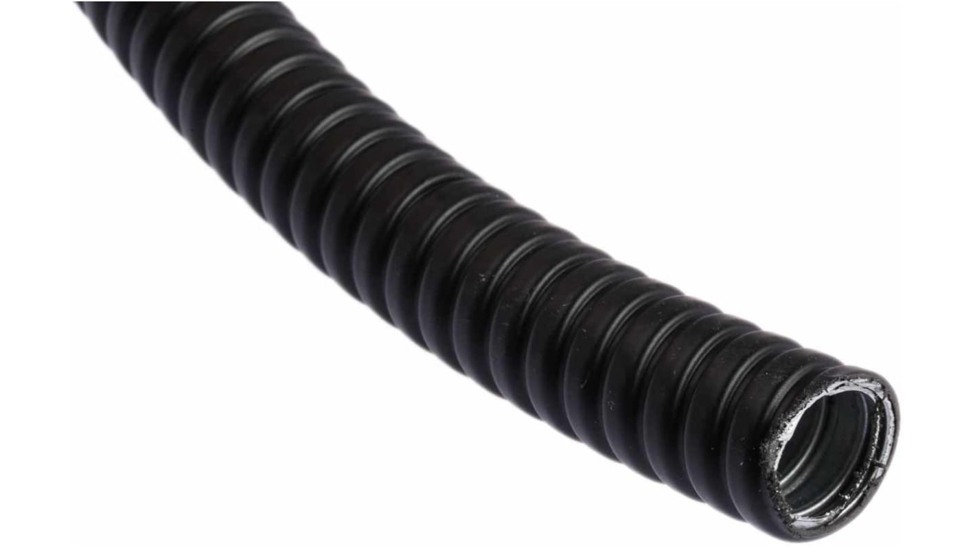 Flexicon Flexible Conduit, 20mm Nominal Diameter, Galvanised Steel, Black