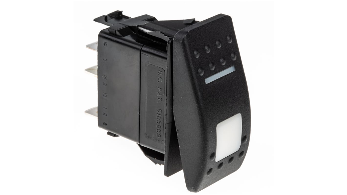 Carling Technologies Illuminated SPST, On-None-Off Rocker Switch Panel Mount