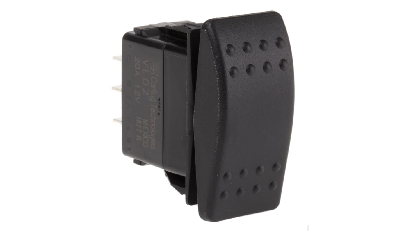 Interruptor de balancín, VLD2S00B-AZC00-000, Contacto DPDT, (On)-Off-(On), 20 A, Negro, IP66, IP68