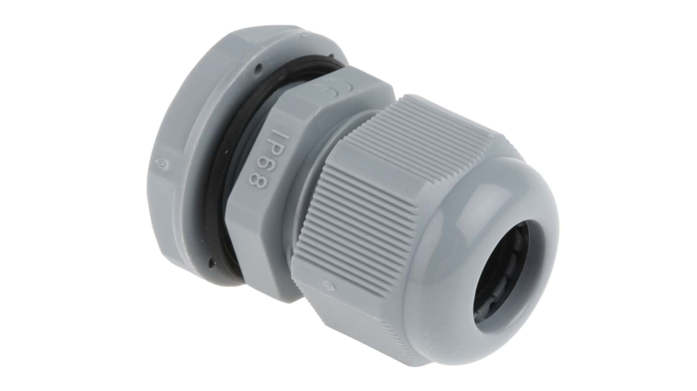 HellermannTyton NGM Series Grey Nylon Cable Gland, M20 Thread, 6mm Min, 12mm Max, IP68