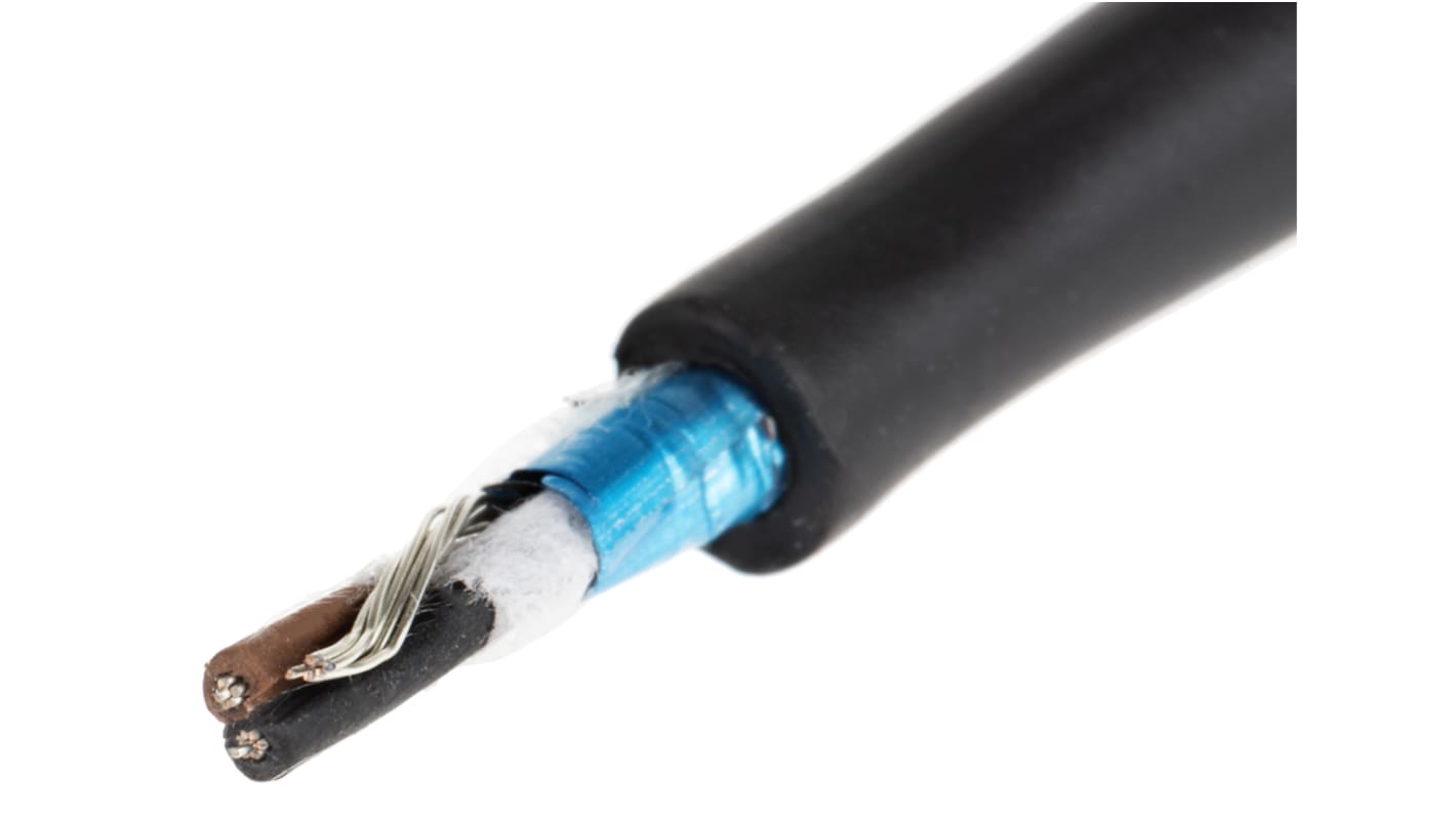 Câble de commande Blindé Alpha Wire Xtra-Guard 4 Performance Cable 300 V, 2 x 0,23 mm², 24 AWG, gaine TPE Noir, 30m