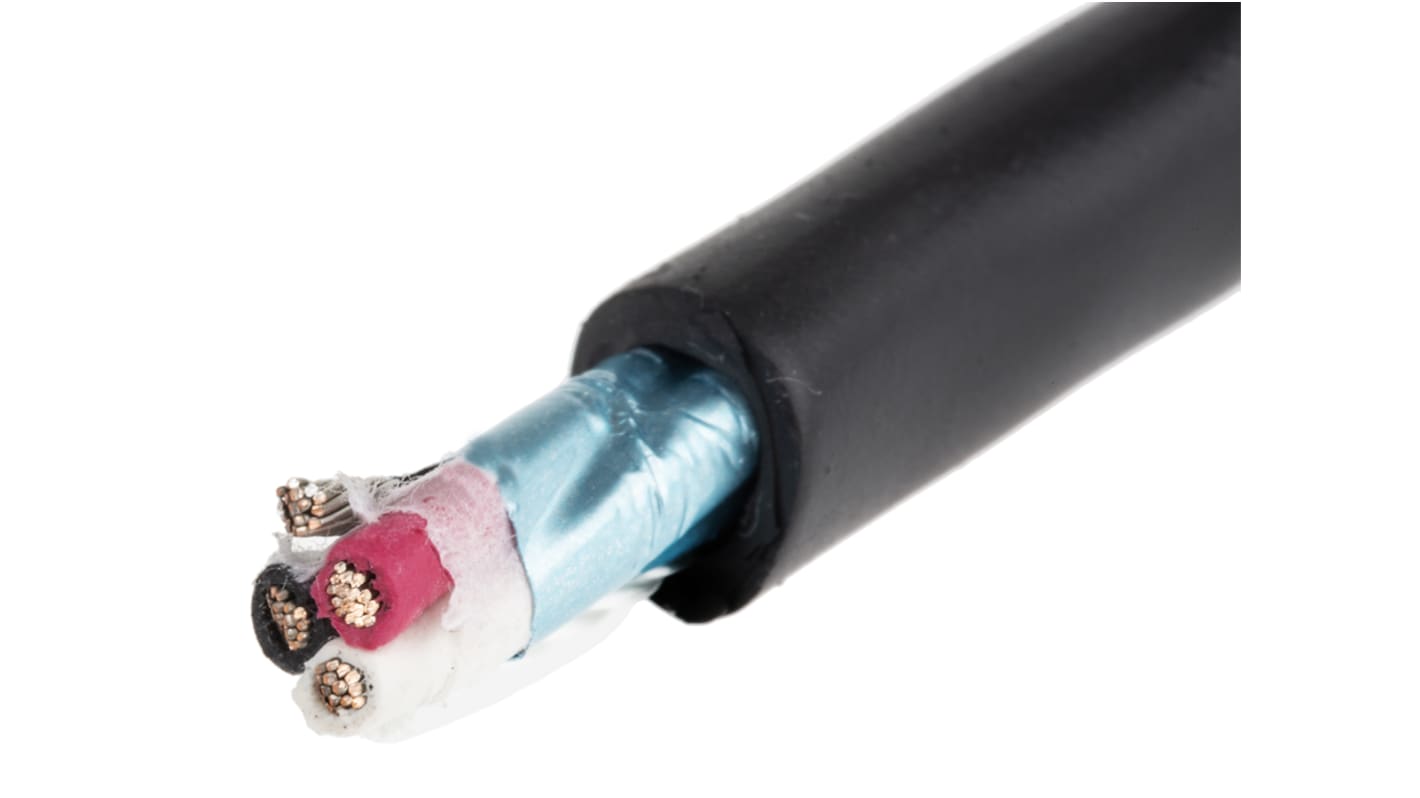 Câble de commande Blindé Alpha Wire Xtra-Guard 4 Performance Cable 300 V, 3 x 0,35 mm², 22 AWG, gaine TPE Noir, 30m