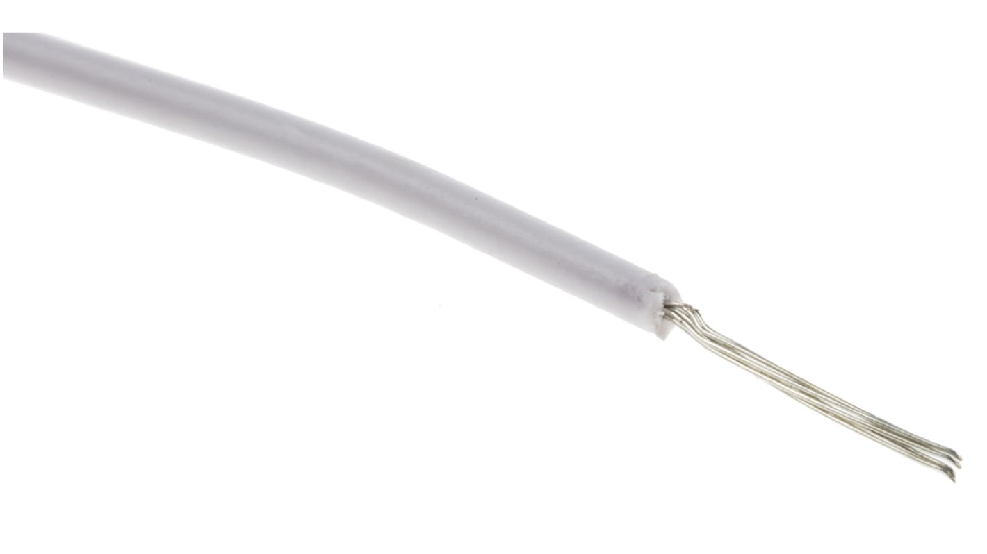 RS PRO White 0.08 mm² Hook Up Wire, 28 AWG, 7/0.12 mm, 100m, PVC Insulation