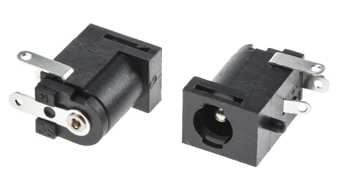 RS PRO Right Angle DC Socket Rated At 2.0A, 16.0 V, Panel Mount, length 15.2mm