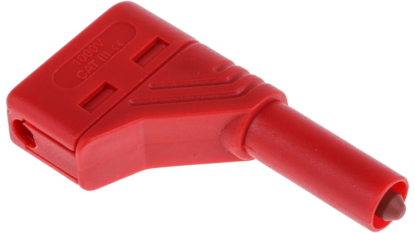 E44-Cordon de mesure fiche banane male 4mm / grip-fil l=100cm - cat1 60vdc  3a - rouge - à 4,90 €