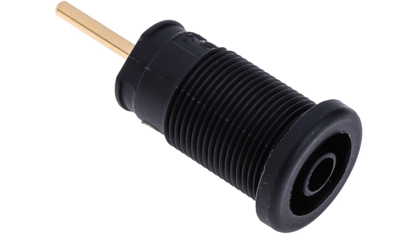 Conector banana hembra Hembra, 24A, 1000V ac/dc, Contacto Oro, Negro