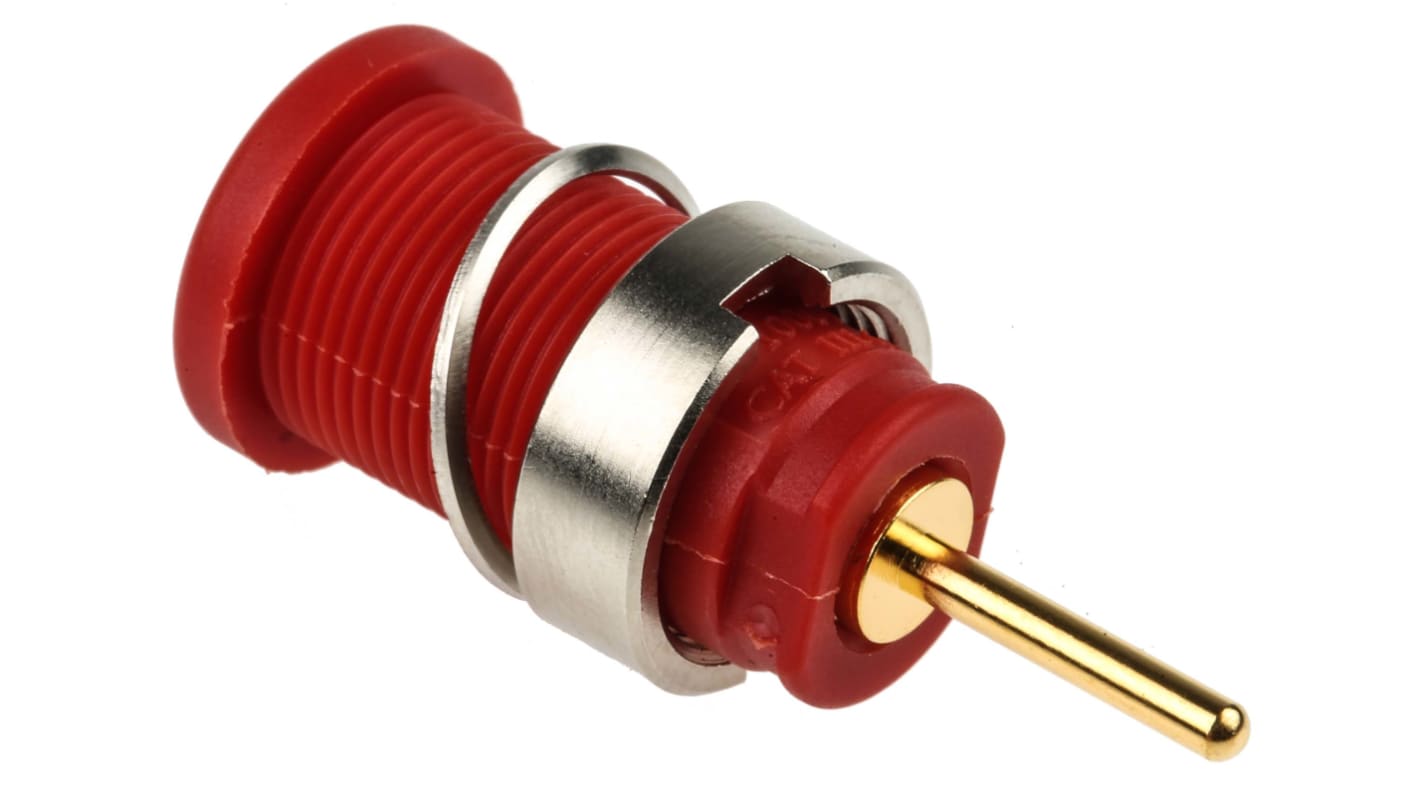 Hirschmann 4 mm Bananenbuchse Rot, Kontakt vergoldet, 1000V ac/dc / 24A, Lötanschluss