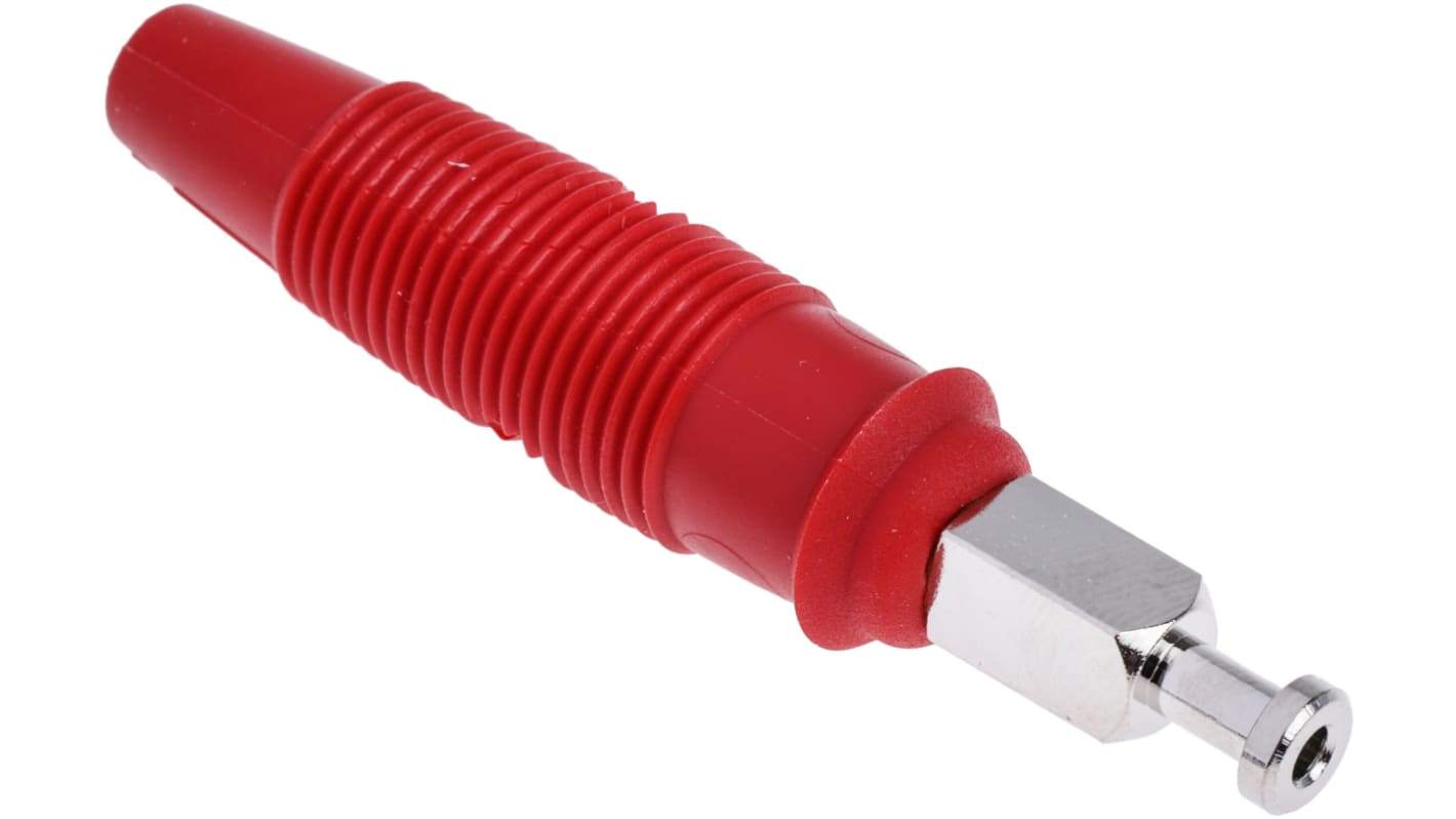 Hirschmann 4 mm Bananenstecker Rot, Kontakt vernickelt, 30 V ac, 60V dc / 32A, Lötanschluss