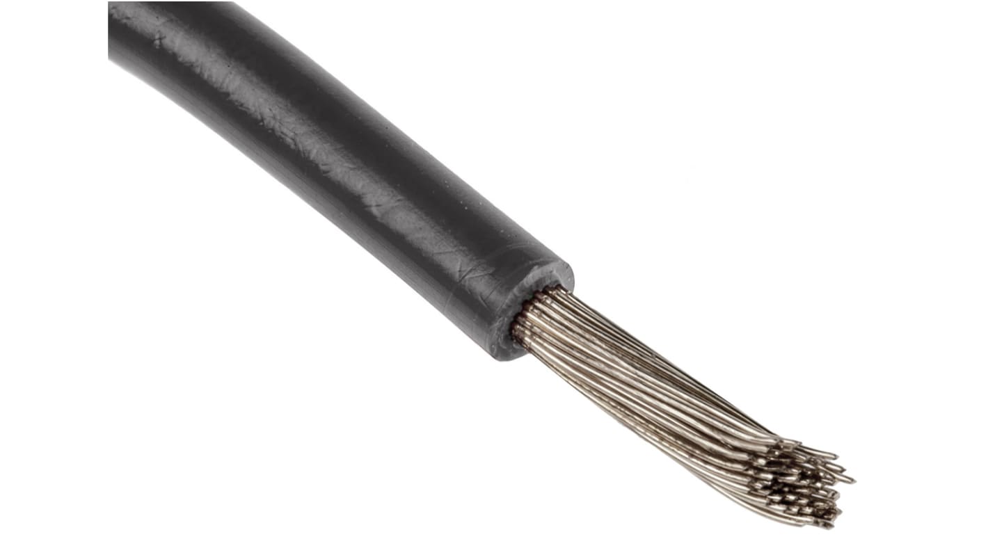 RS PRO Einzeladerleitung, 16 AWG 100m Schwarz ETFE isoliert Ø 2.15mm 19/0,3 mm Litzen