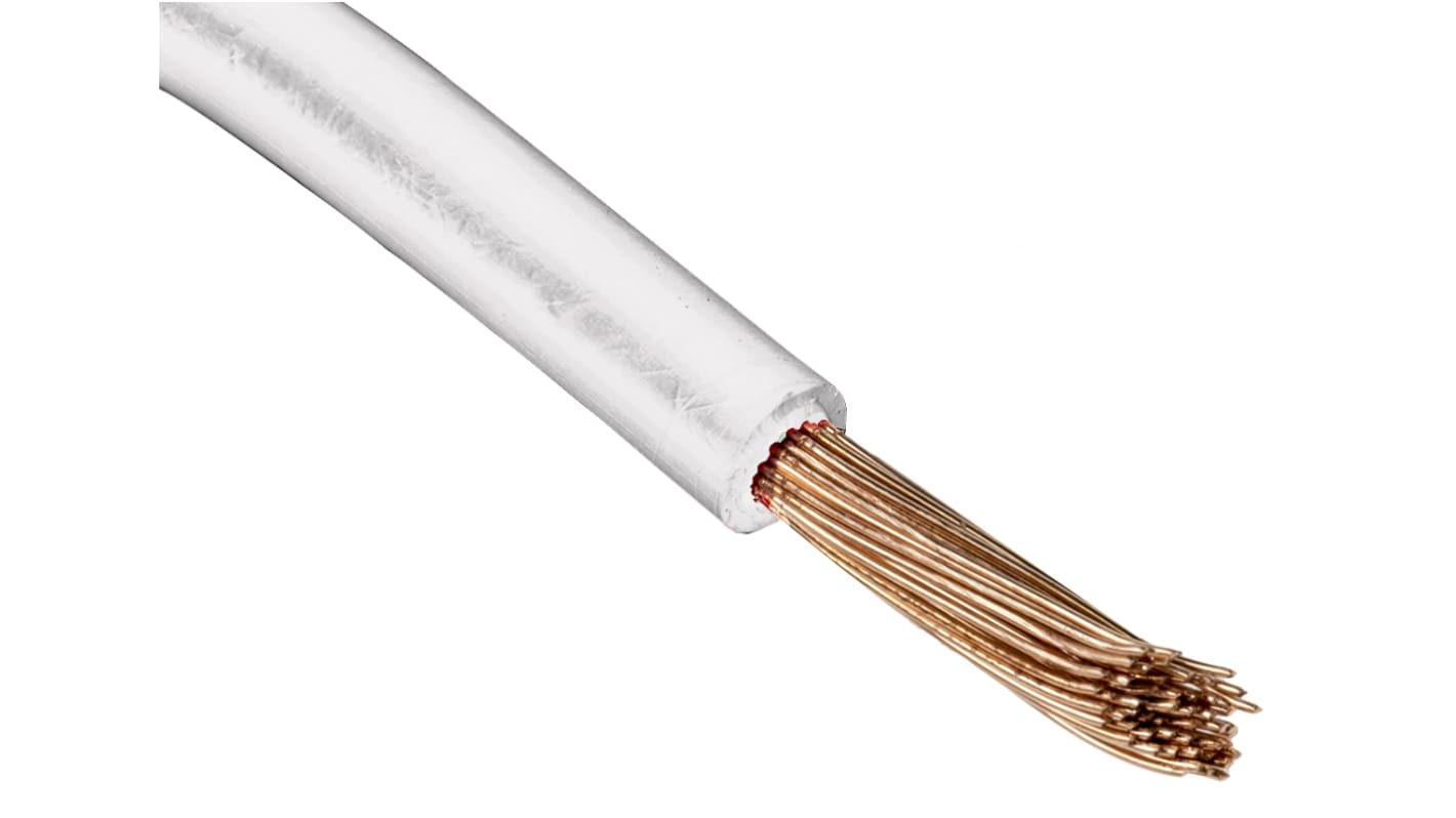 RS PRO White Hook Up Wire, 24 AWG, 19/0.12 mm, 100m, ETFE Insulation