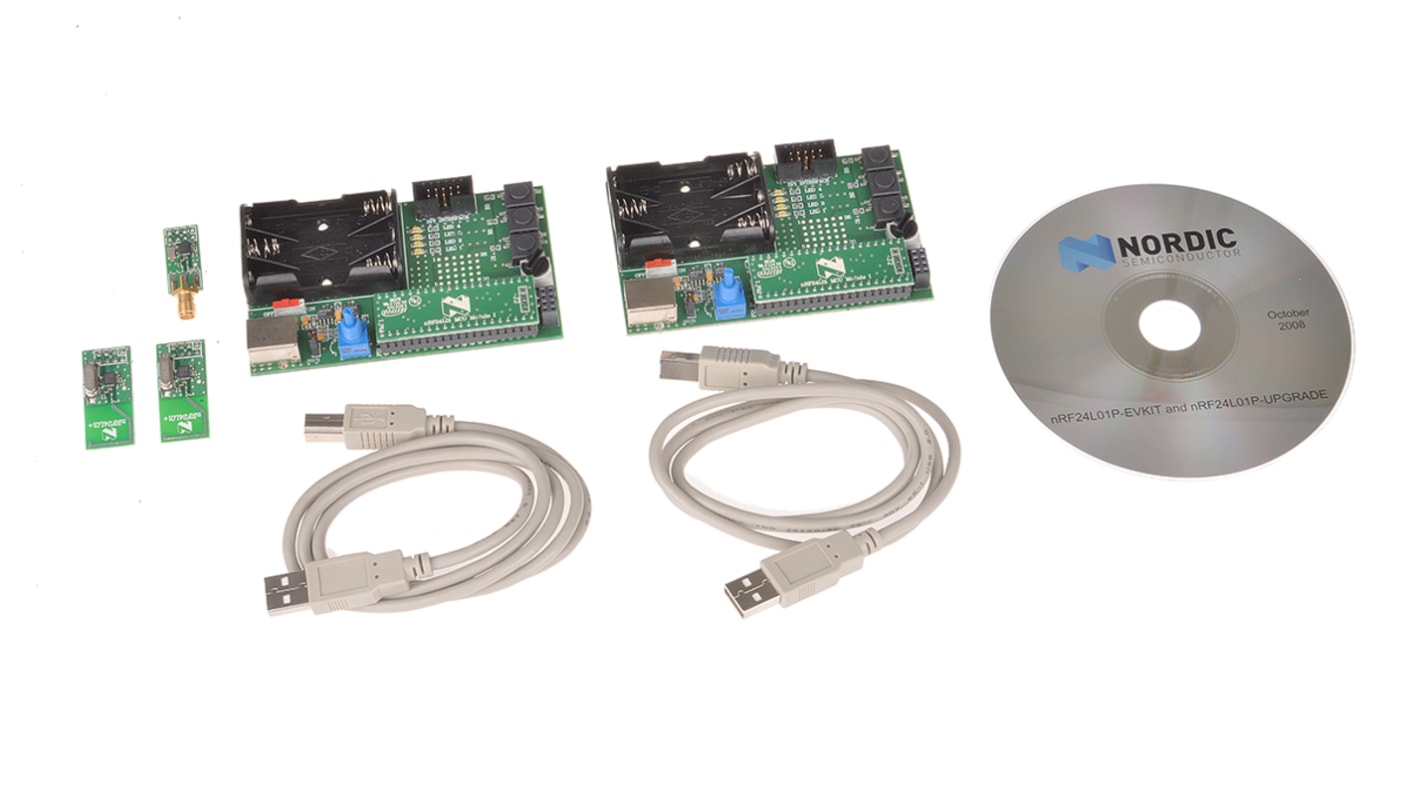 Kit de evaluación Transceptor RF Nordic Semiconductor NRF24L01P-EVKIT, frecuencia 2.4GHz