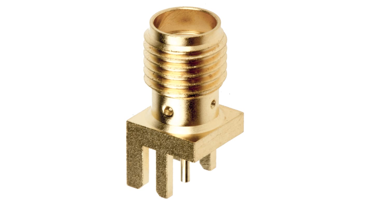 Cinch SMA Series, jack Edge Mount SMA Connector, 50Ω, Solder Termination, Straight Body