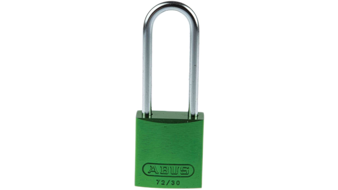 ABUS Aluminium, Stahl Vorhängeschloss mit Schlüssel Grün, Bügel-Ø 4.4mm x 50mm