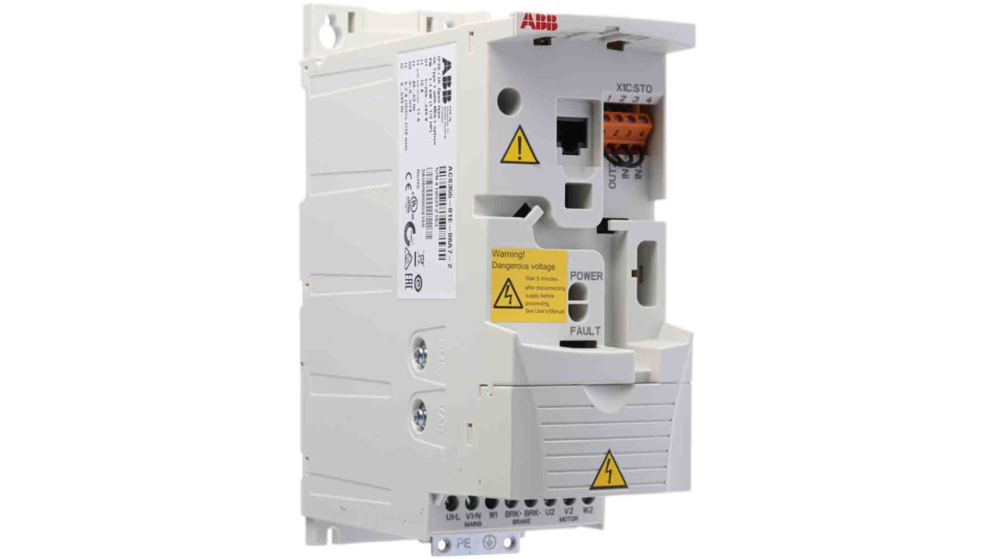 Variador de frecuencia ABB serie ACS355, 1,1 kW, 230 V ac, 1 fase, 6,7 A, 0 → 600Hz, IP20