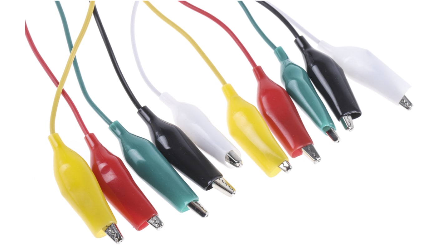 Cordons de test Mueller Electric, Noir, Vert, Rouge, Blanc, Jaune, 7A, 300V, long. 300mm