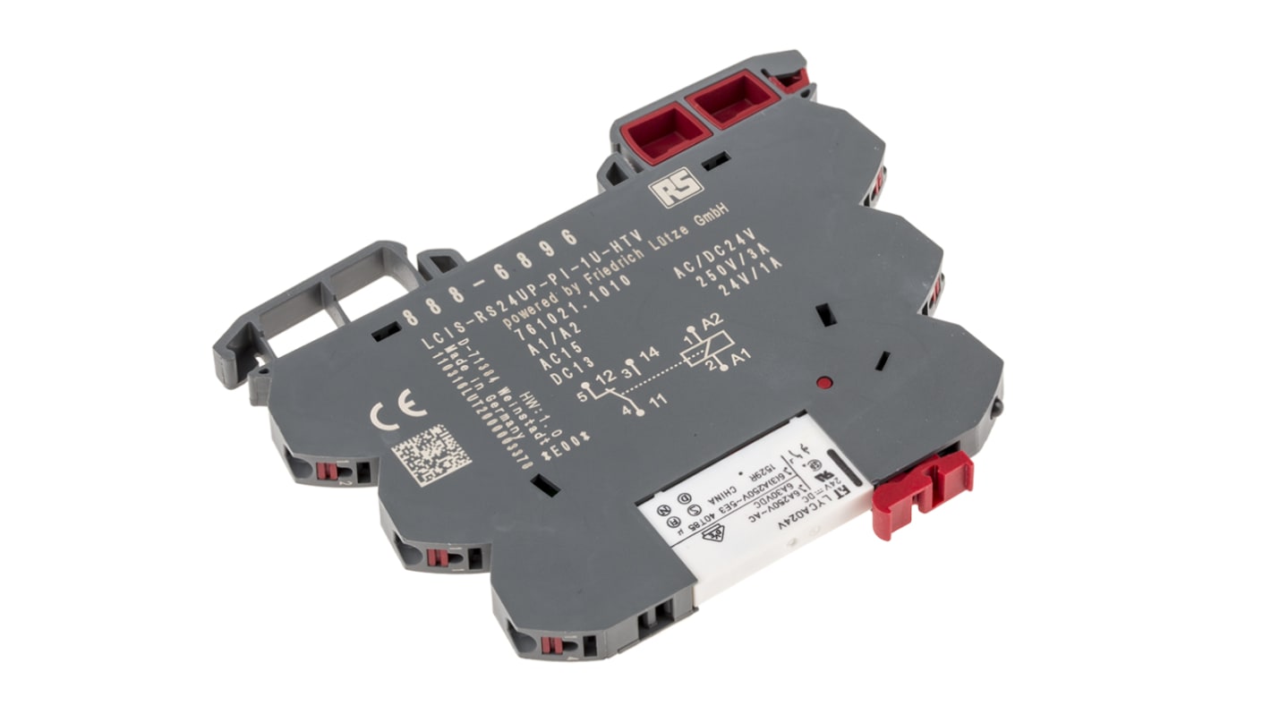 RS PRO Interface Relay, DIN Rail Mount, 24V ac/dc Coil, SPDT, 1-Pole