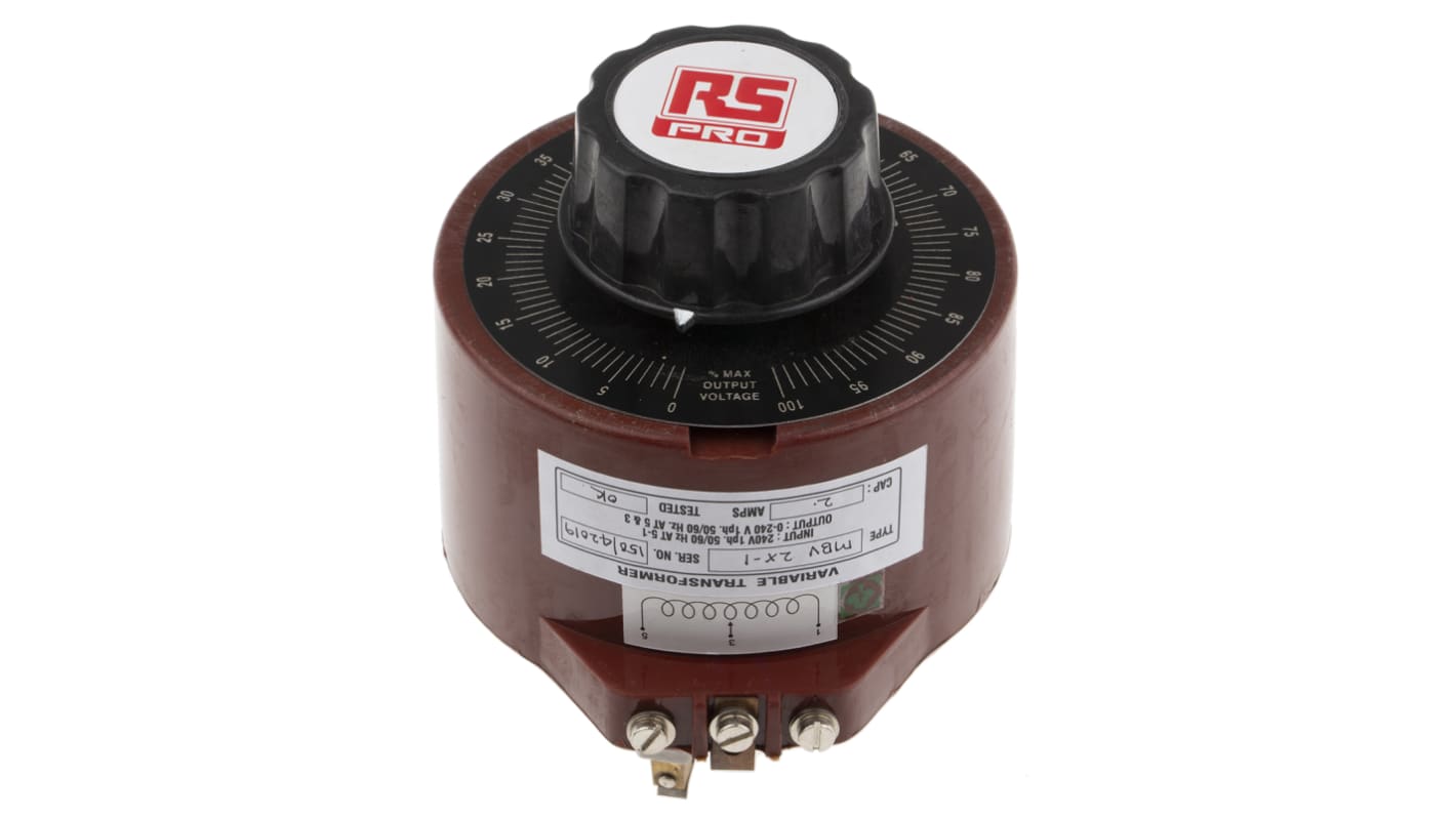 RS PRO, Variac, Udgange: 1, Faser: 1, 480VA, Primær: 240V, 2A