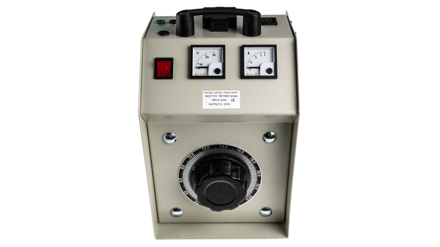 Auto-transformateur 1 phase, 240V c.a., 1.2kVA, 5A, fiche UK