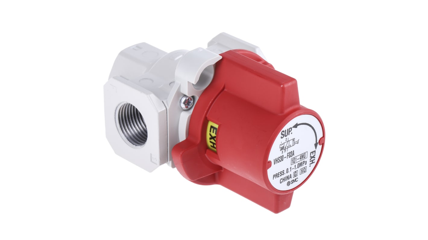 SMC Locking Shut-Off Valve Pneumatic Manual Control Valve VHS30 Series, G 3/8, 3/8in