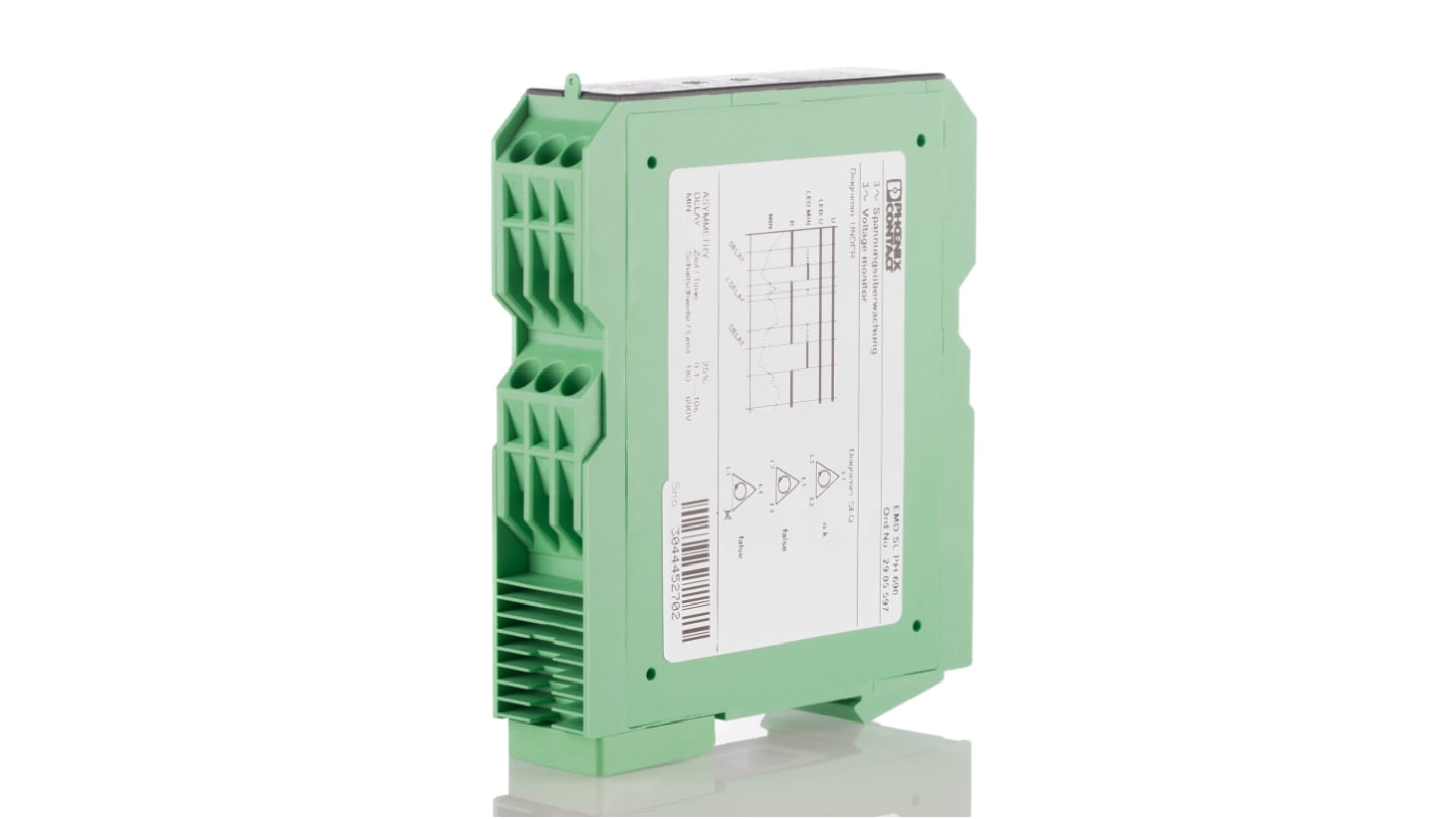 Phoenix Contact Voltage Monitoring Relay, 3 Phase, DPDT, DIN Rail