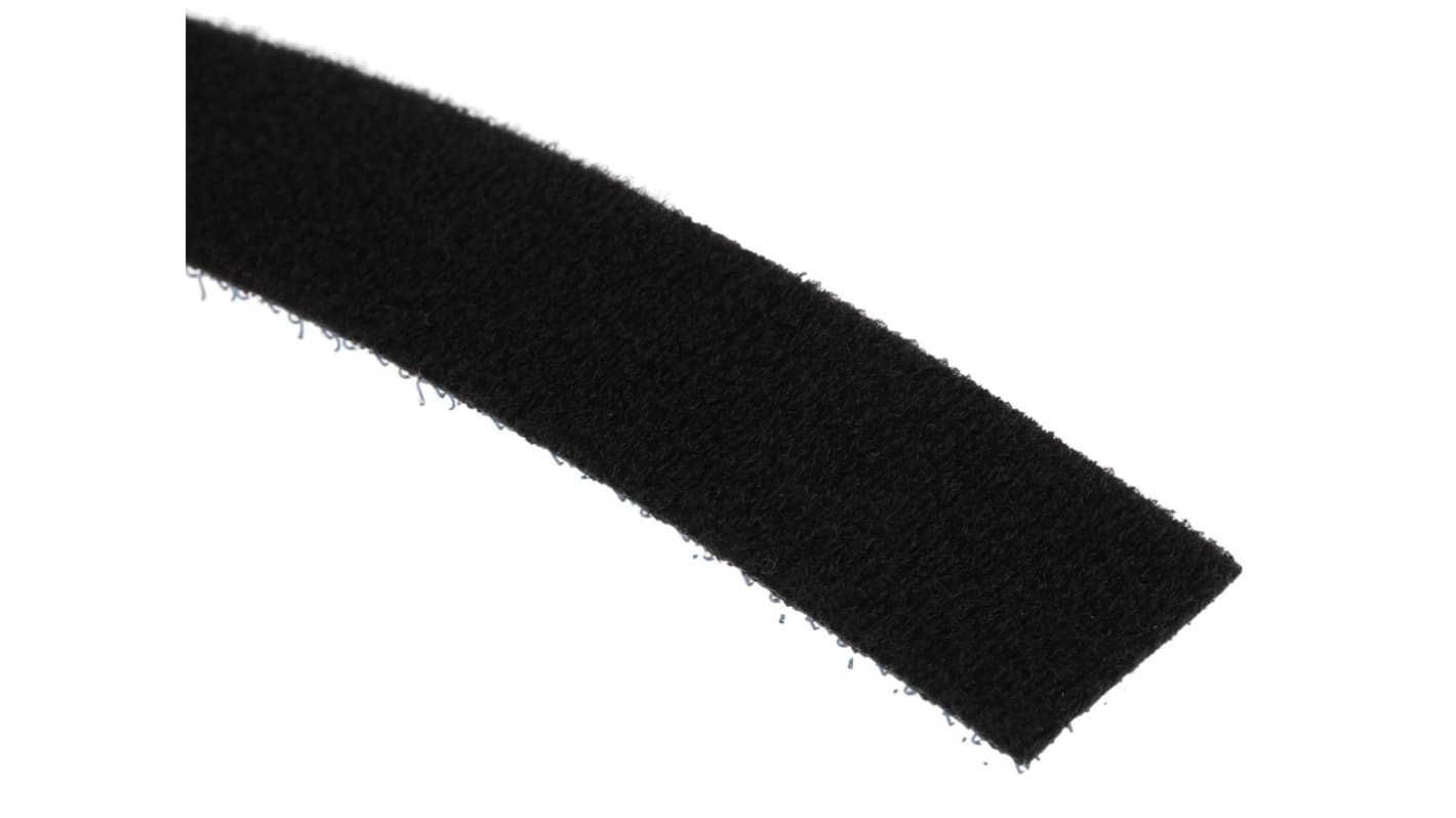 RS PRO Black Hook & Loop Tape, 20mm x 10m