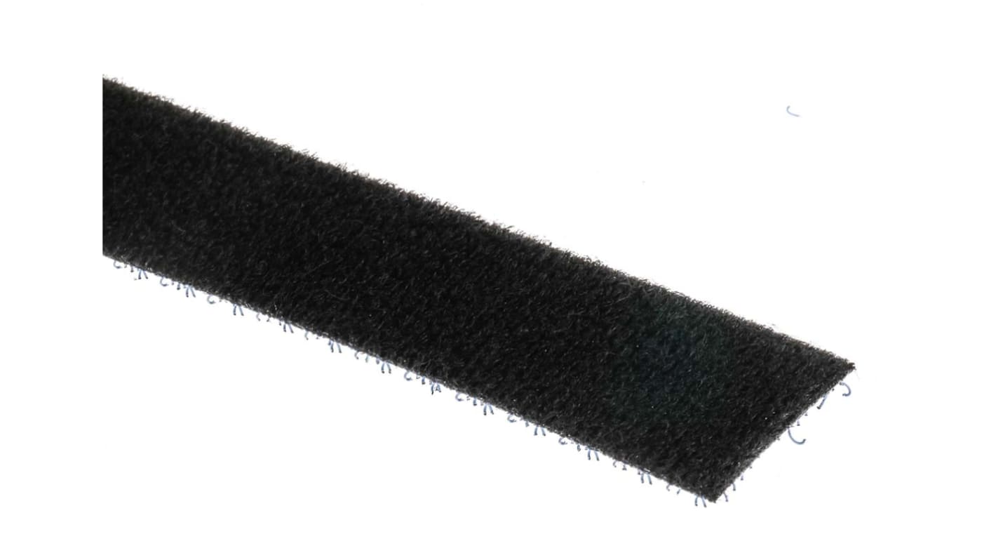 RS PRO Black Hook & Loop Tape, 20mm x 5m