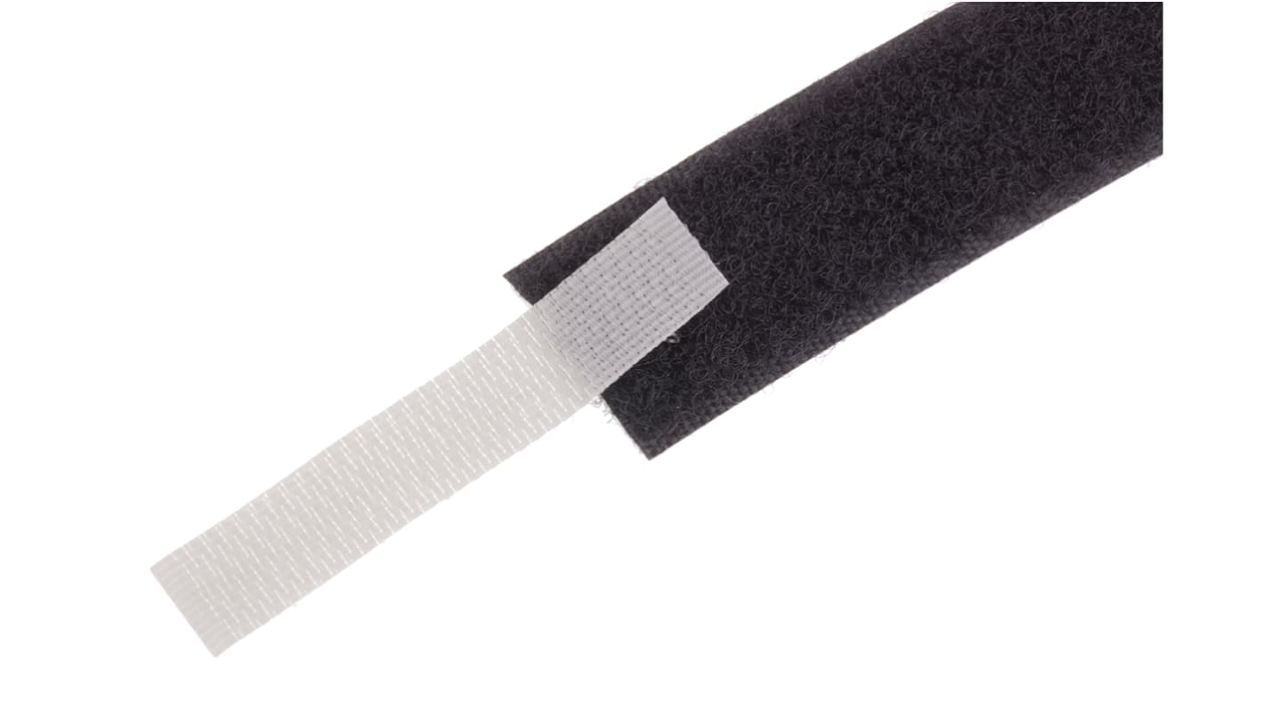 RS PRO Black Hook & Loop Tape, 20mm x 5m RS