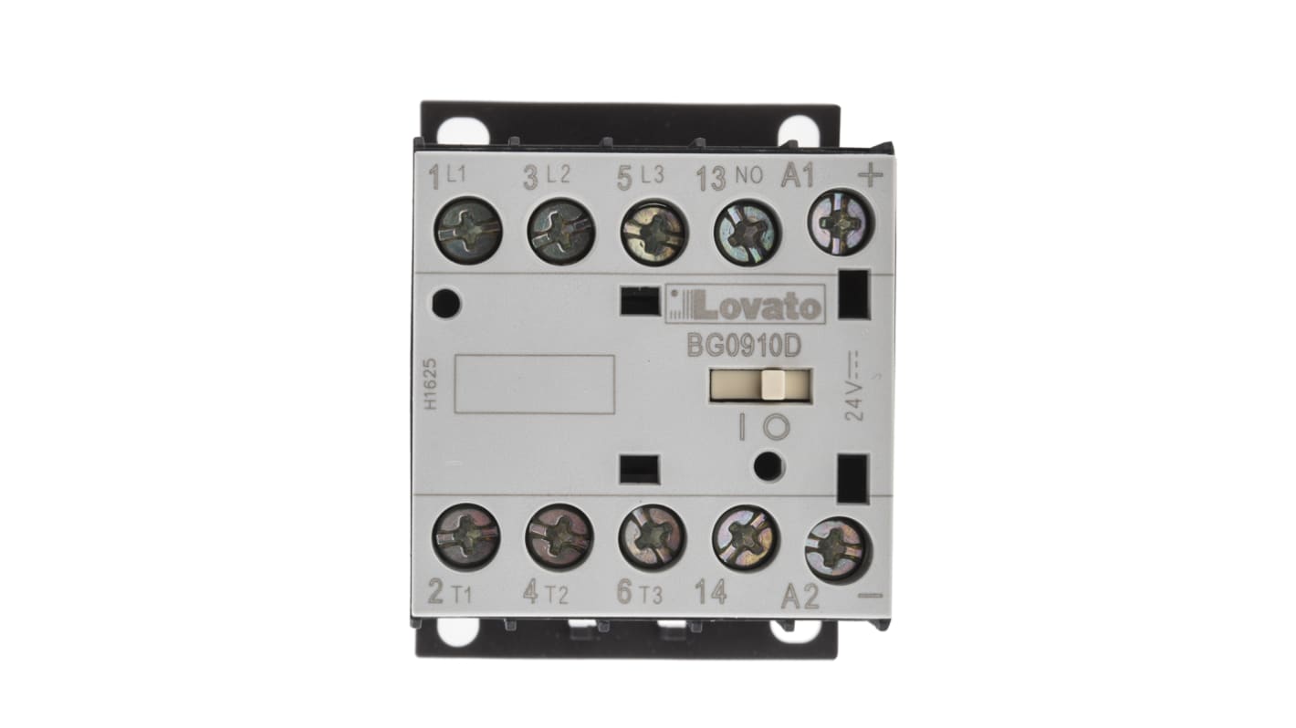 Lovato Orange BG Leistungsschütz / 24 V dc Spule, 3 -polig 3 Schließer + 1 Schließer, 600 V ac / 9 A