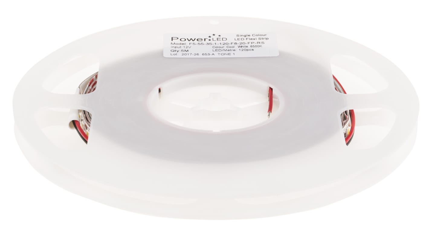 Tira de LED flexible PowerLED Chromatic, 12V, color Blanco, 6000 → 7000K, tira de 5m x 8mm, 120 leds/m, IP20