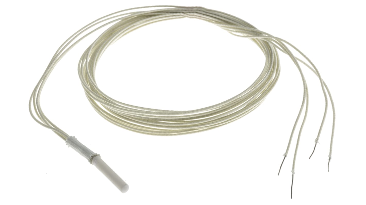 Sensor RTD PT100 RS PRO de 4 hilos, sonda: Ø 2.8mm, long. 15mm, cable de 1m, temp. -50°C → +350°C